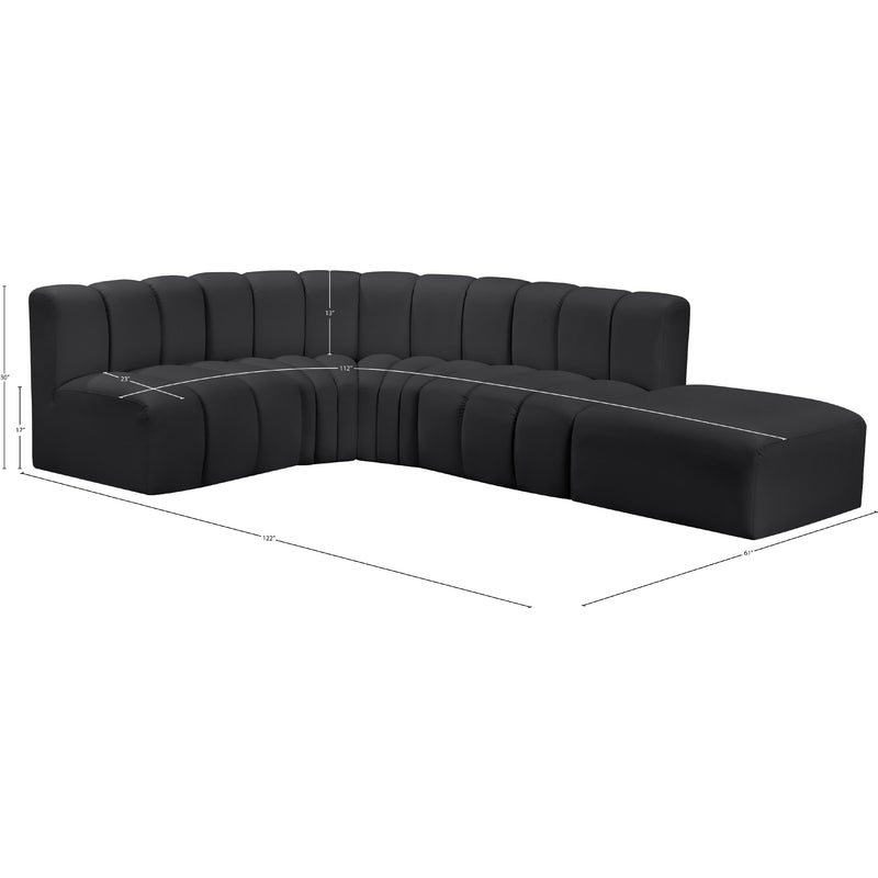 Meridian Arc Black Vegan Leather 5 pc Modular Sectional IMAGE 15