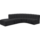 Meridian Arc Black Vegan Leather 5 pc Modular Sectional IMAGE 2