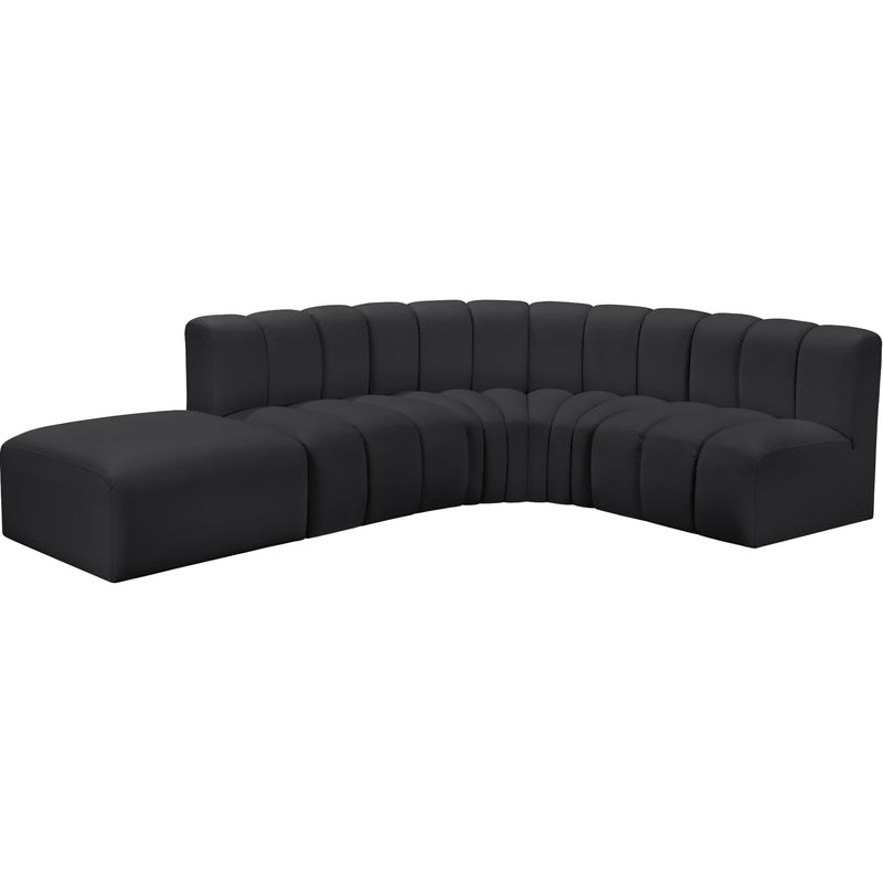 Meridian Arc Black Vegan Leather 5 pc Modular Sectional IMAGE 2