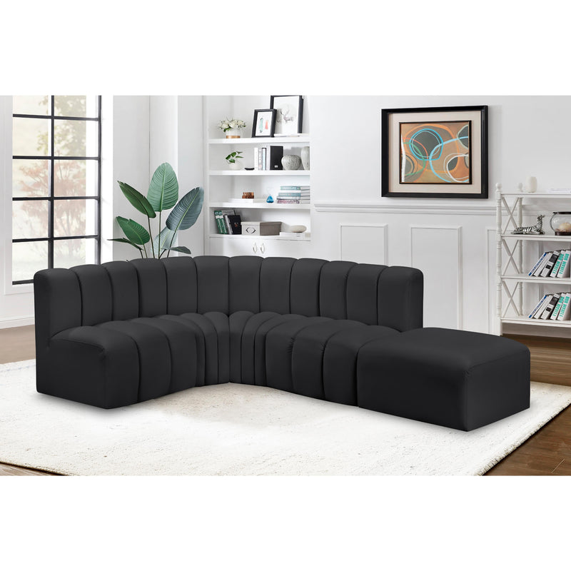 Meridian Arc Black Vegan Leather 5 pc Modular Sectional IMAGE 3