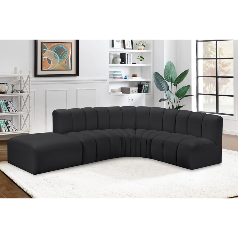 Meridian Arc Black Vegan Leather 5 pc Modular Sectional IMAGE 4
