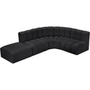 Meridian Arc Black Vegan Leather 5 pc Modular Sectional IMAGE 6