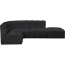 Meridian Arc Black Vegan Leather 5 pc Modular Sectional IMAGE 7