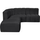 Meridian Arc Black Vegan Leather 5 pc Modular Sectional IMAGE 8