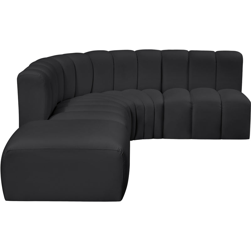 Meridian Arc Black Vegan Leather 5 pc Modular Sectional IMAGE 8