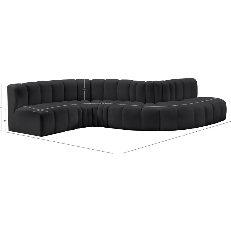 Meridian Arc Black Vegan Leather 6 pc Modular Sectional IMAGE 10