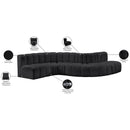 Meridian Arc Black Vegan Leather 6 pc Modular Sectional IMAGE 11
