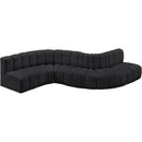 Meridian Arc Black Vegan Leather 6 pc Modular Sectional IMAGE 3