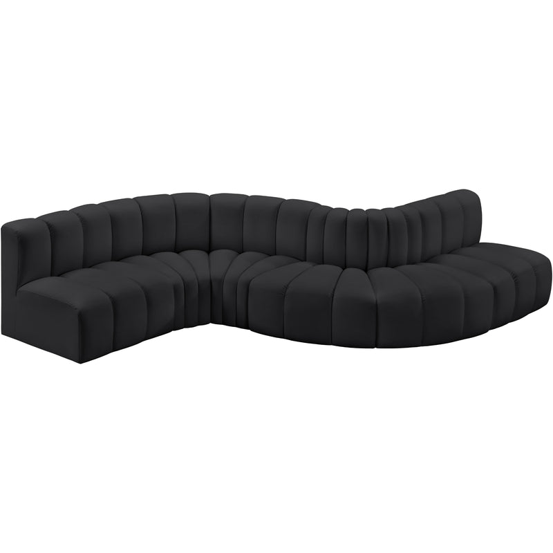 Meridian Arc Black Vegan Leather 6 pc Modular Sectional IMAGE 3