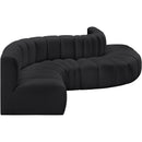 Meridian Arc Black Vegan Leather 6 pc Modular Sectional IMAGE 4