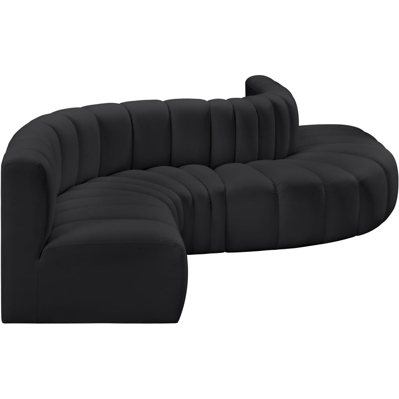 Meridian Arc Black Vegan Leather 6 pc Modular Sectional IMAGE 4