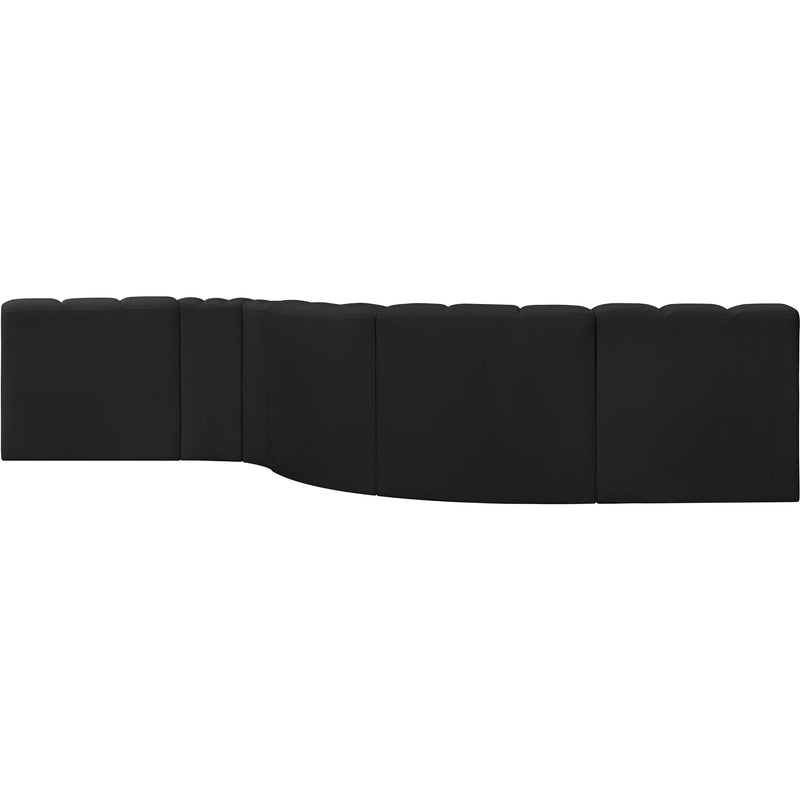 Meridian Arc Black Vegan Leather 6 pc Modular Sectional IMAGE 5
