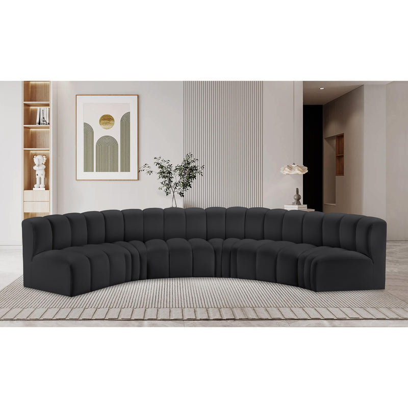 Meridian Arc Black Vegan Leather 6 pc Modular Sectional IMAGE 2