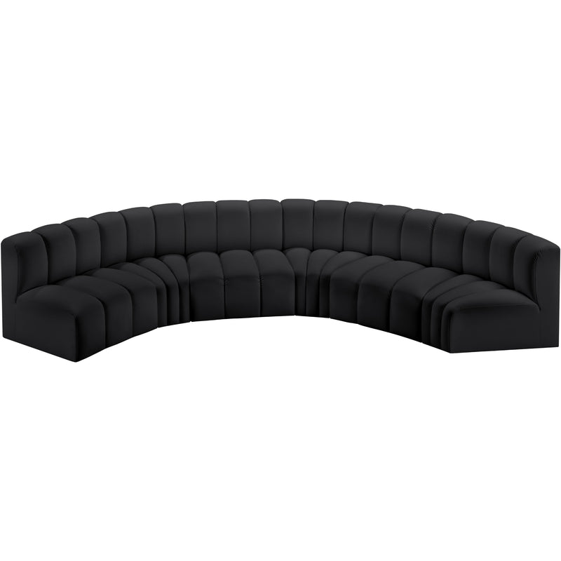 Meridian Arc Black Vegan Leather 6 pc Modular Sectional IMAGE 3