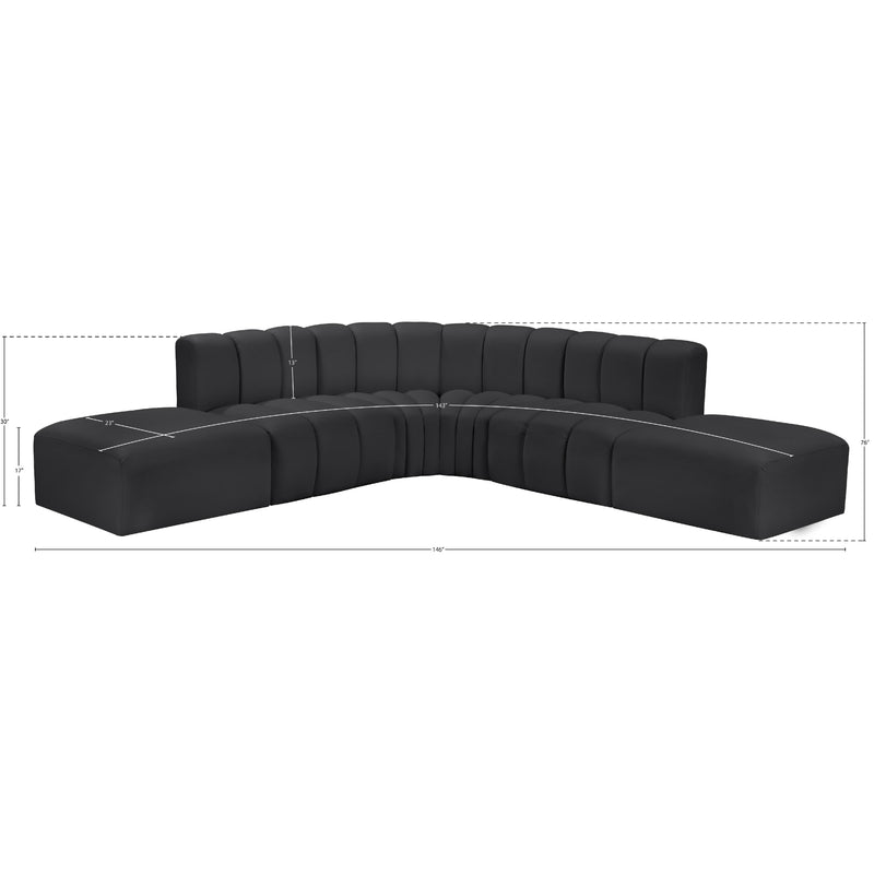Meridian Arc Black Vegan Leather 6 pc Modular Sectional IMAGE 11