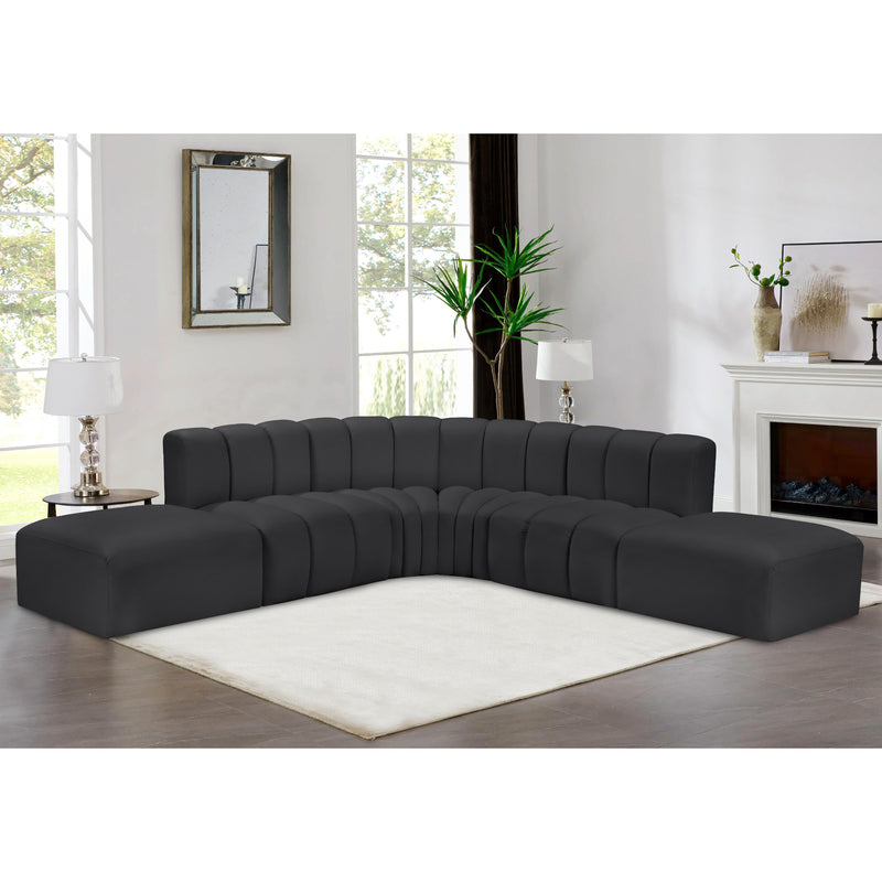 Meridian Arc Black Vegan Leather 6 pc Modular Sectional IMAGE 2