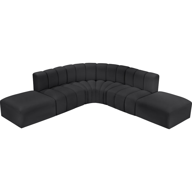 Meridian Arc Black Vegan Leather 6 pc Modular Sectional IMAGE 3