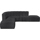 Meridian Arc Black Vegan Leather 6 pc Modular Sectional IMAGE 4