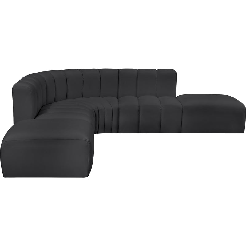 Meridian Arc Black Vegan Leather 6 pc Modular Sectional IMAGE 4