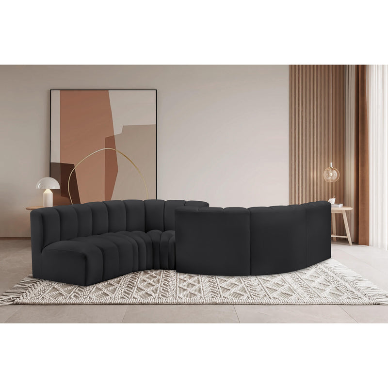 Meridian Arc Black Vegan Leather 6 pc Modular Sectional IMAGE 2