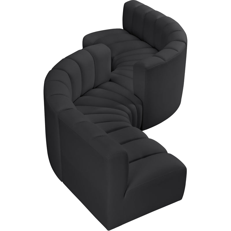 Meridian Arc Black Vegan Leather 6 pc Modular Sectional IMAGE 3