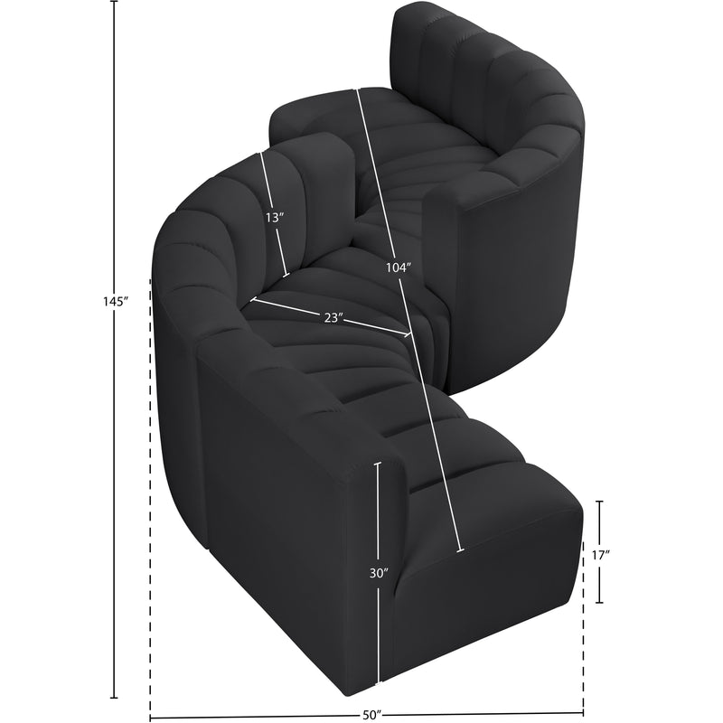 Meridian Arc Black Vegan Leather 6 pc Modular Sectional IMAGE 7