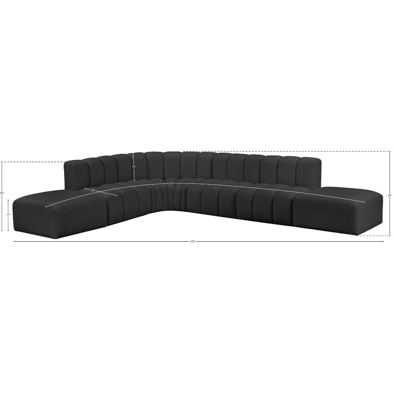 Meridian Arc Black Vegan Leather 7 pc Modular Sectional IMAGE 10
