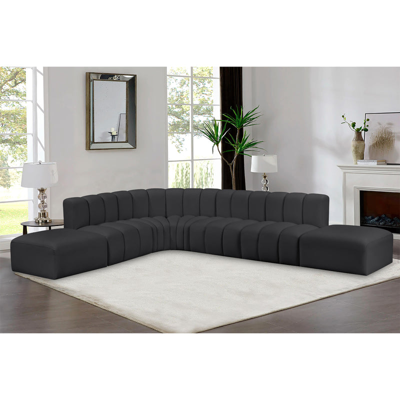 Meridian Arc Black Vegan Leather 7 pc Modular Sectional IMAGE 2