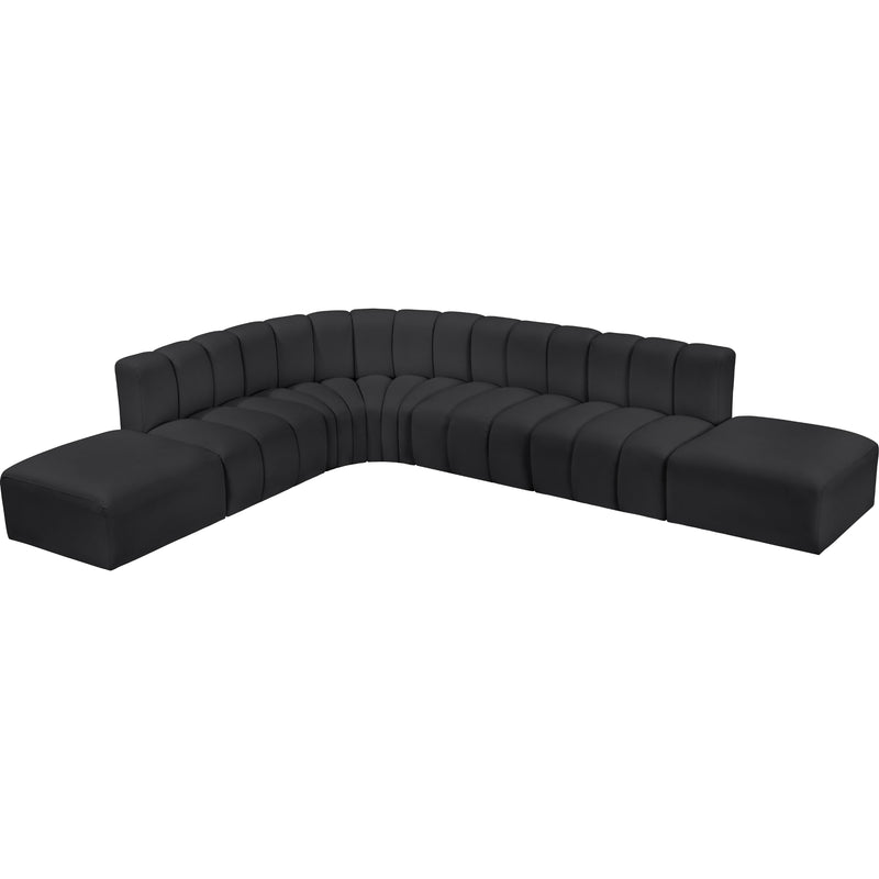 Meridian Arc Black Vegan Leather 7 pc Modular Sectional IMAGE 3
