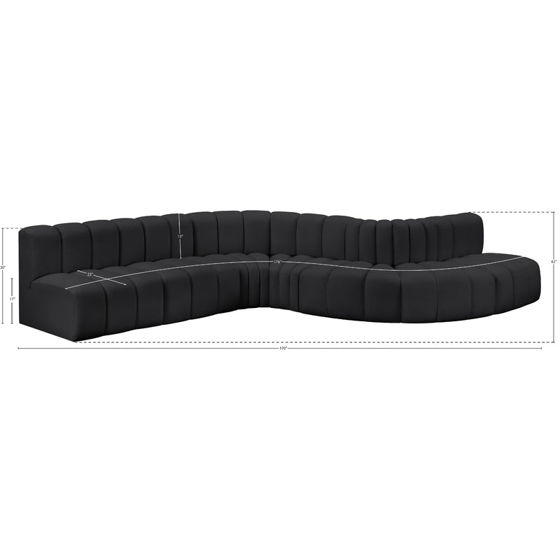 Meridian Arc Black Vegan Leather 7 pc Modular Sectional IMAGE 12