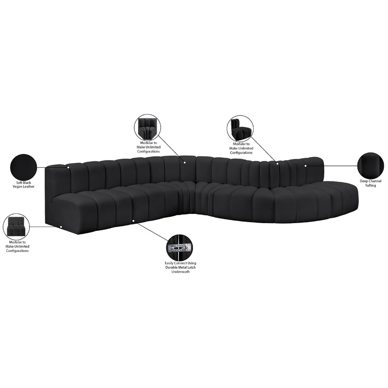 Meridian Arc Black Vegan Leather 7 pc Modular Sectional IMAGE 13