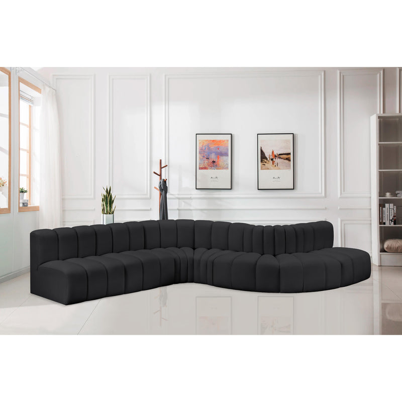 Meridian Arc Black Vegan Leather 7 pc Modular Sectional IMAGE 2