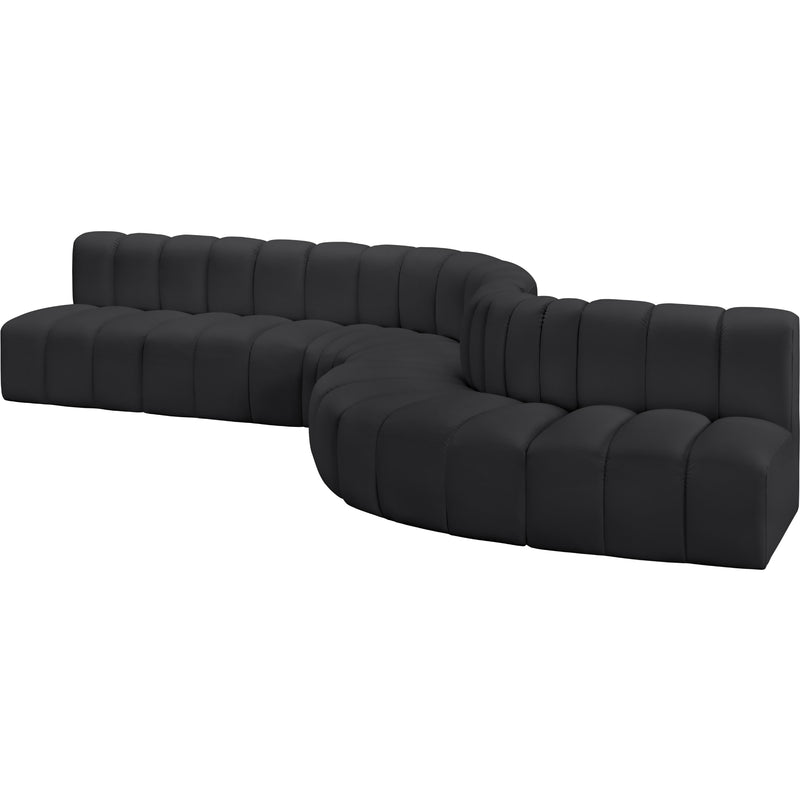 Meridian Arc Black Vegan Leather 7 pc Modular Sectional IMAGE 4