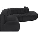 Meridian Arc Black Vegan Leather 7 pc Modular Sectional IMAGE 5