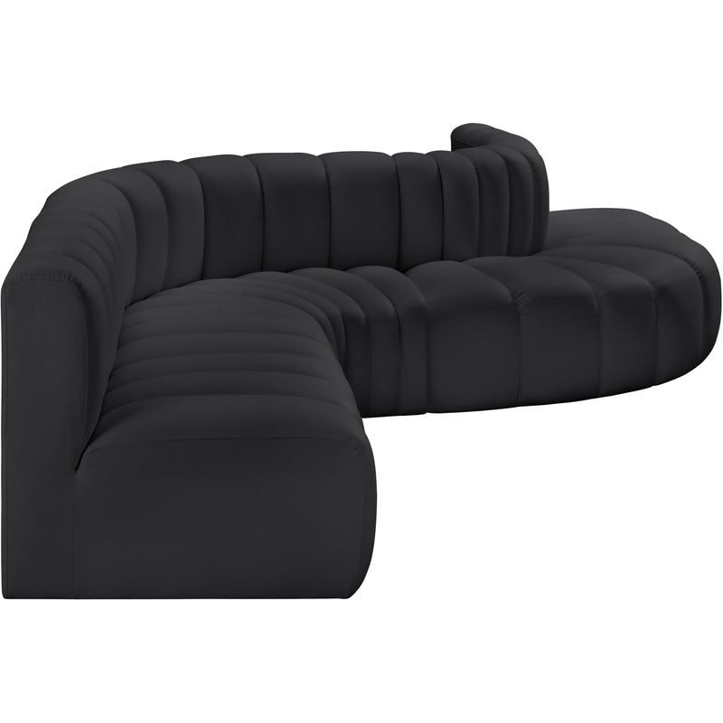 Meridian Arc Black Vegan Leather 7 pc Modular Sectional IMAGE 5