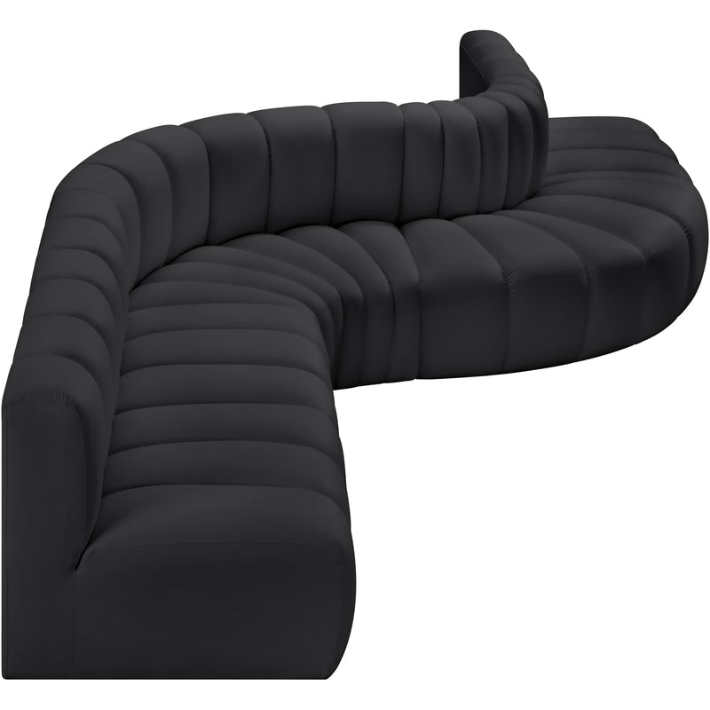 Meridian Arc Black Vegan Leather 7 pc Modular Sectional IMAGE 6
