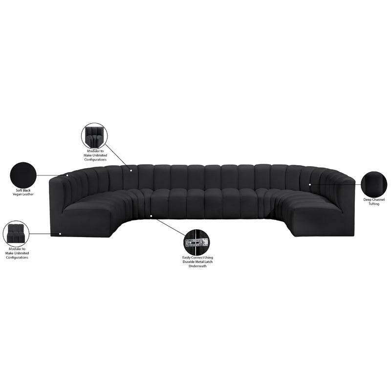 Meridian Arc Black Vegan Leather 8 pc Modular Sectional IMAGE 13