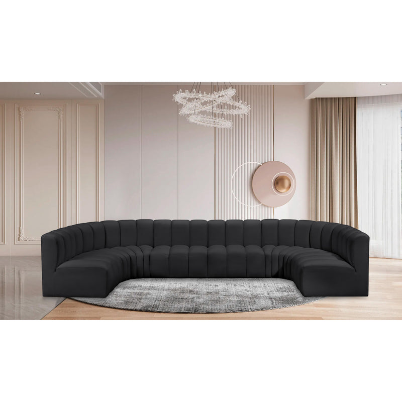 Meridian Arc Black Vegan Leather 8 pc Modular Sectional IMAGE 2