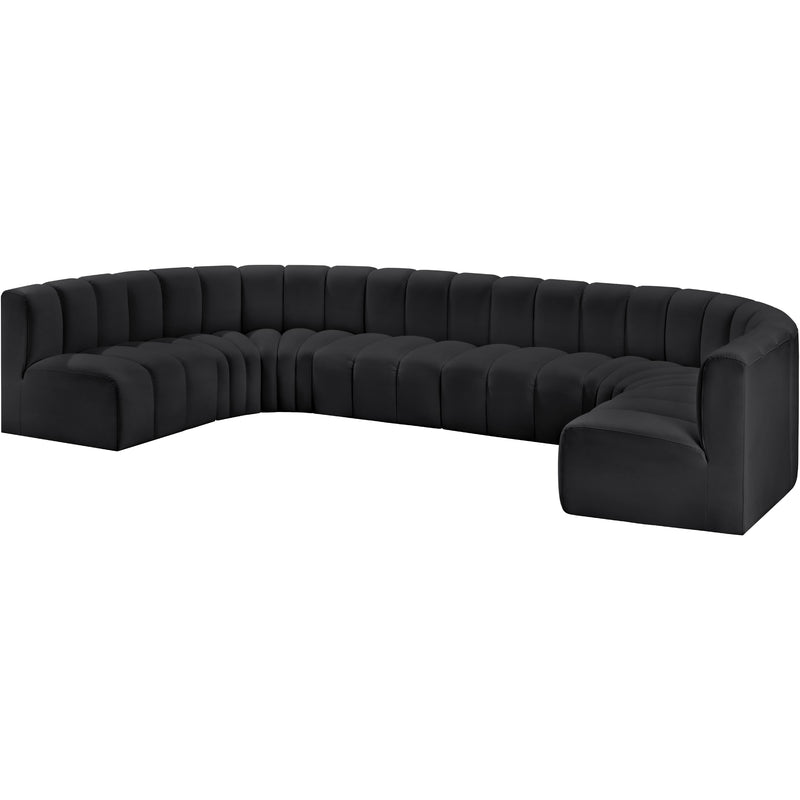 Meridian Arc Black Vegan Leather 8 pc Modular Sectional IMAGE 4