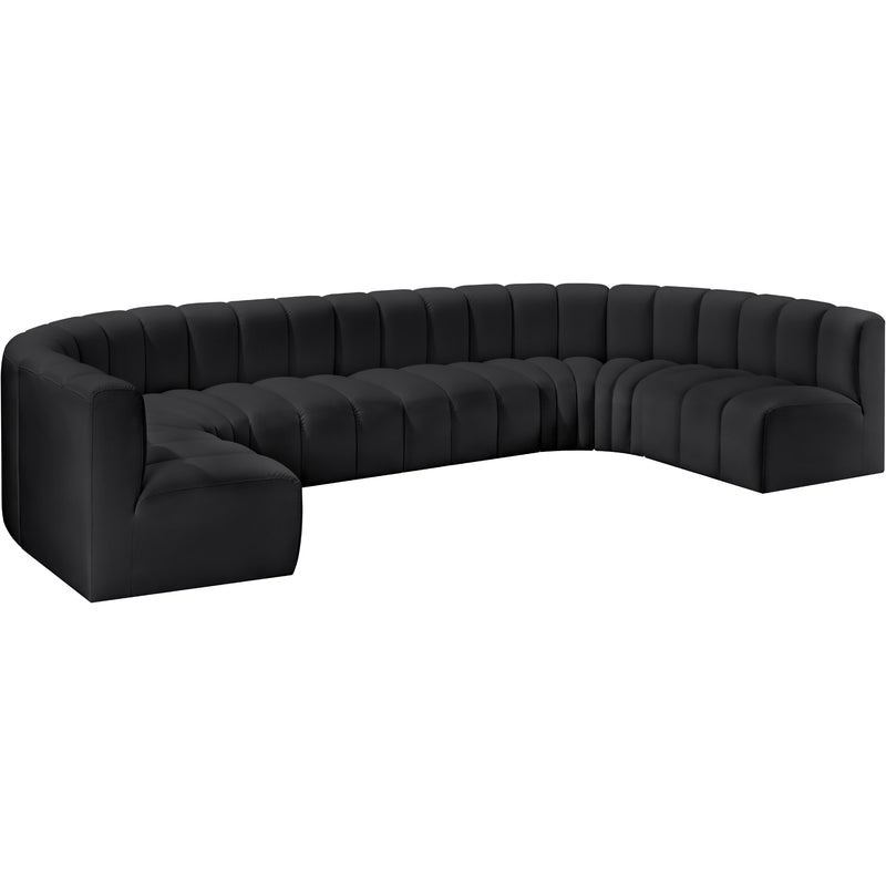 Meridian Arc Black Vegan Leather 8 pc Modular Sectional IMAGE 5