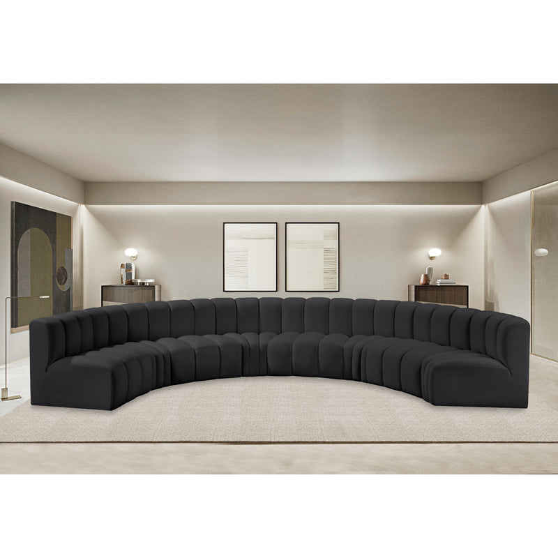 Meridian Arc Black Vegan Leather 8 pc Modular Sectional IMAGE 2