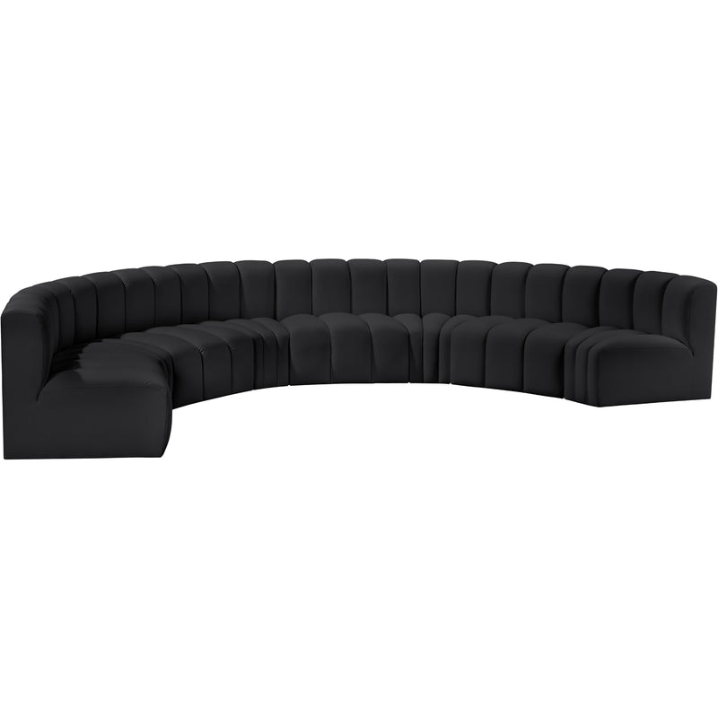 Meridian Arc Black Vegan Leather 8 pc Modular Sectional IMAGE 4