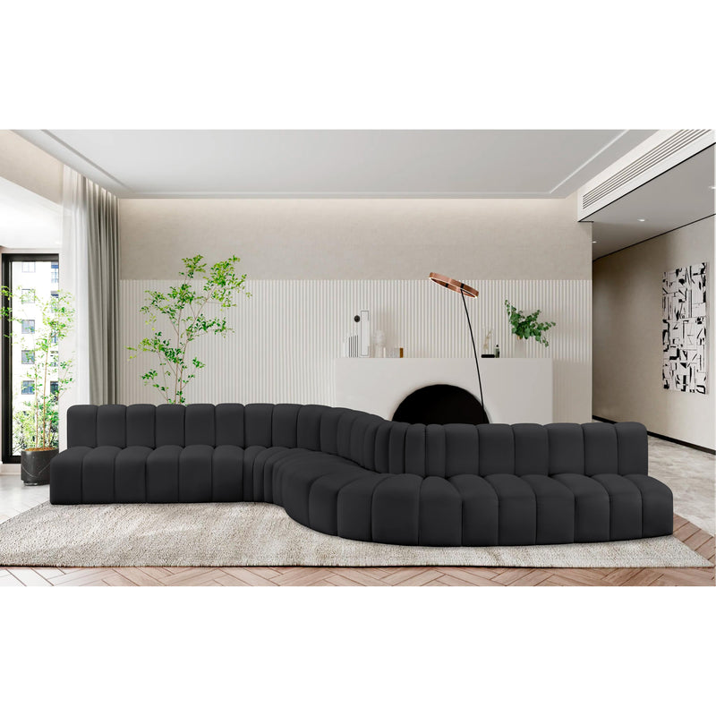 Meridian Arc Black Vegan Leather 8 pc Modular Sectional IMAGE 2