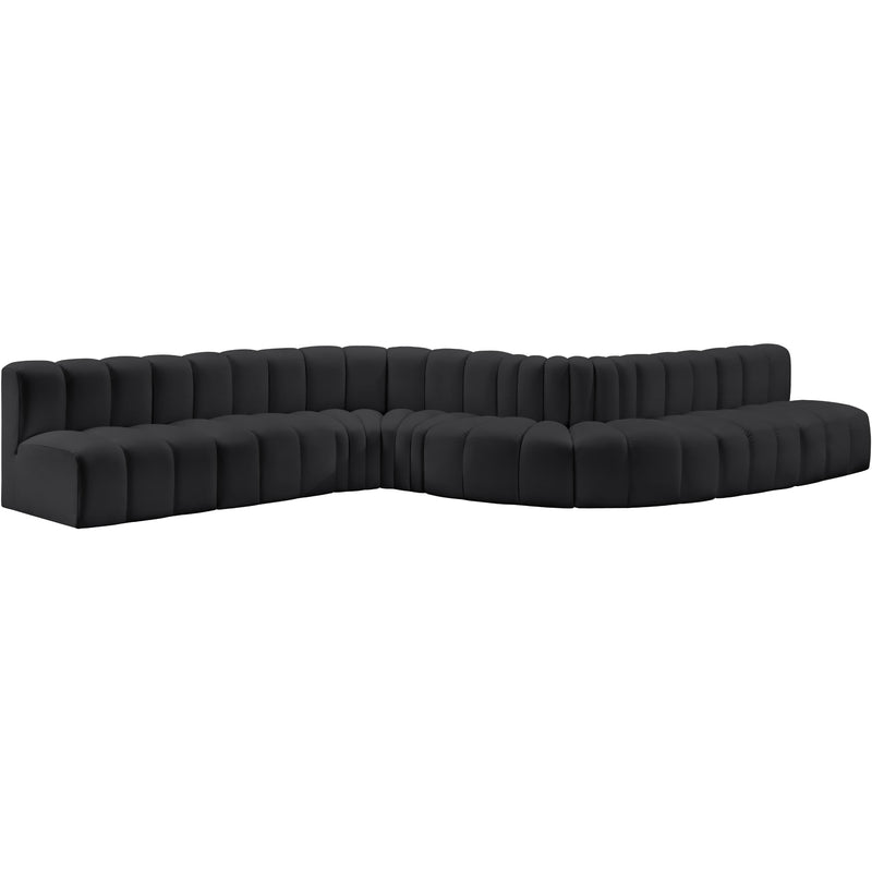 Meridian Arc Black Vegan Leather 8 pc Modular Sectional IMAGE 3
