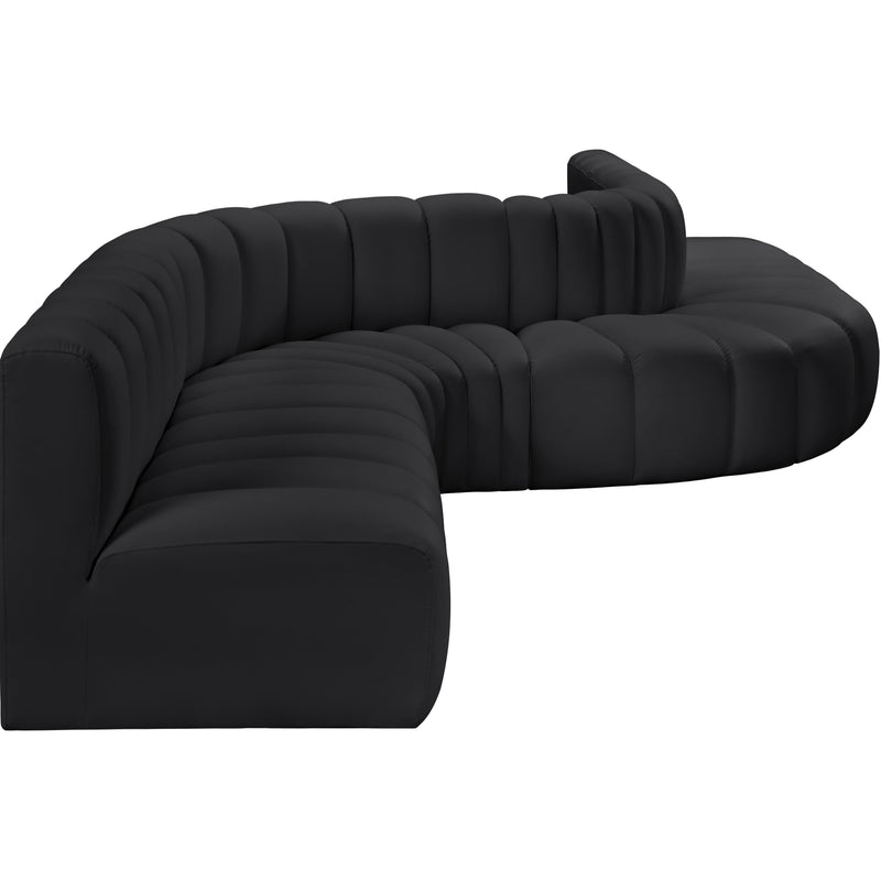 Meridian Arc Black Vegan Leather 8 pc Modular Sectional IMAGE 5