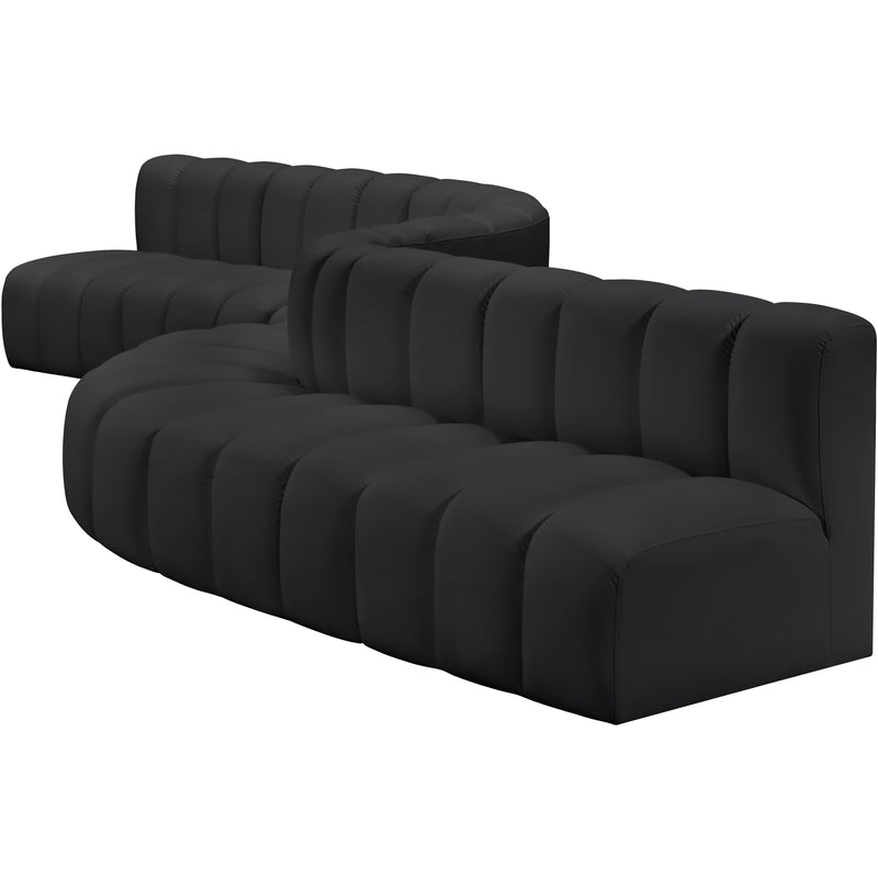Meridian Arc Black Vegan Leather 8 pc Modular Sectional IMAGE 7
