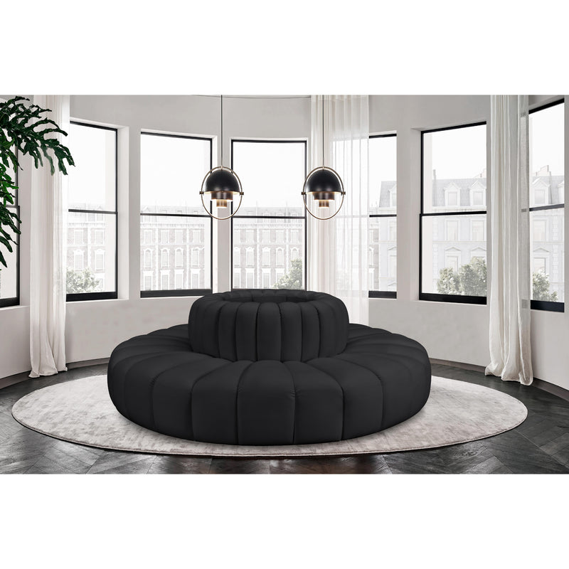 Meridian Arc Black Vegan Leather 8 pc Modular Sectional IMAGE 2