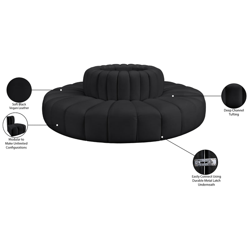 Meridian Arc Black Vegan Leather 8 pc Modular Sectional IMAGE 8