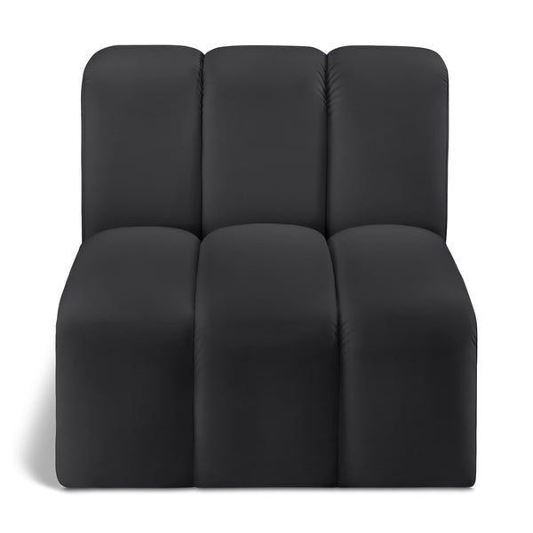 Meridian Arc Black Vegan Leather Straight Chair IMAGE 1