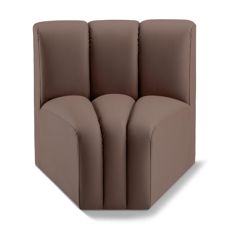 Meridian Arc Brown Vegan Leather Curved Corner IMAGE 1